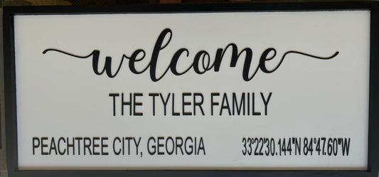 Personalized Coordinates Welcome Sign